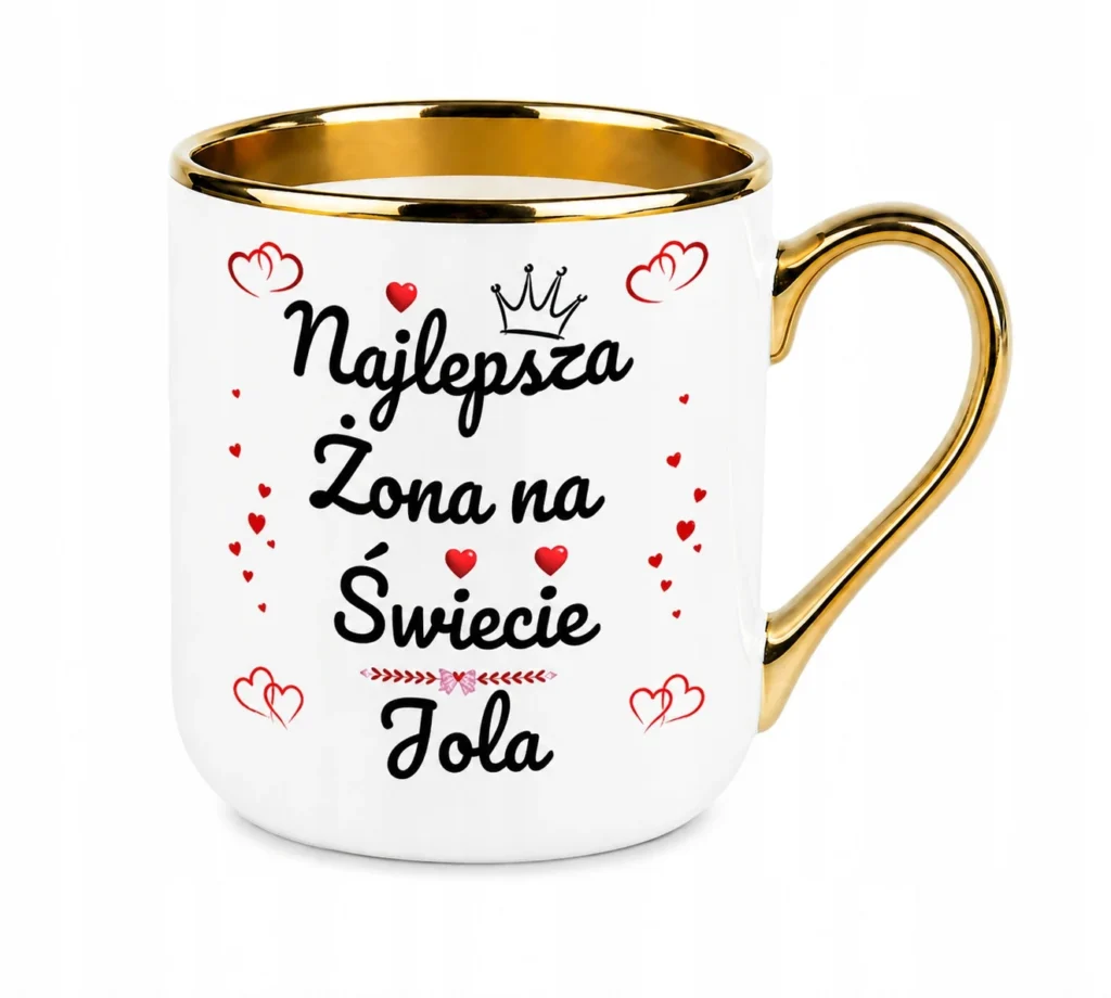 Kubek Dla Żony Najlepsza Żona Na Świecie + Imię Złoty Prezent