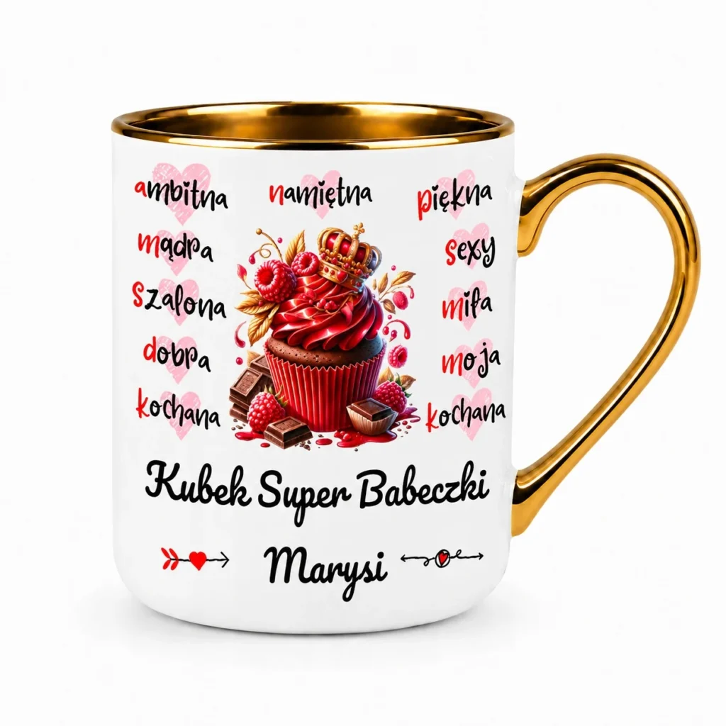 Kubek Super Babeczki Personalizowany Z Imieniem Złoty Rant Prezent
