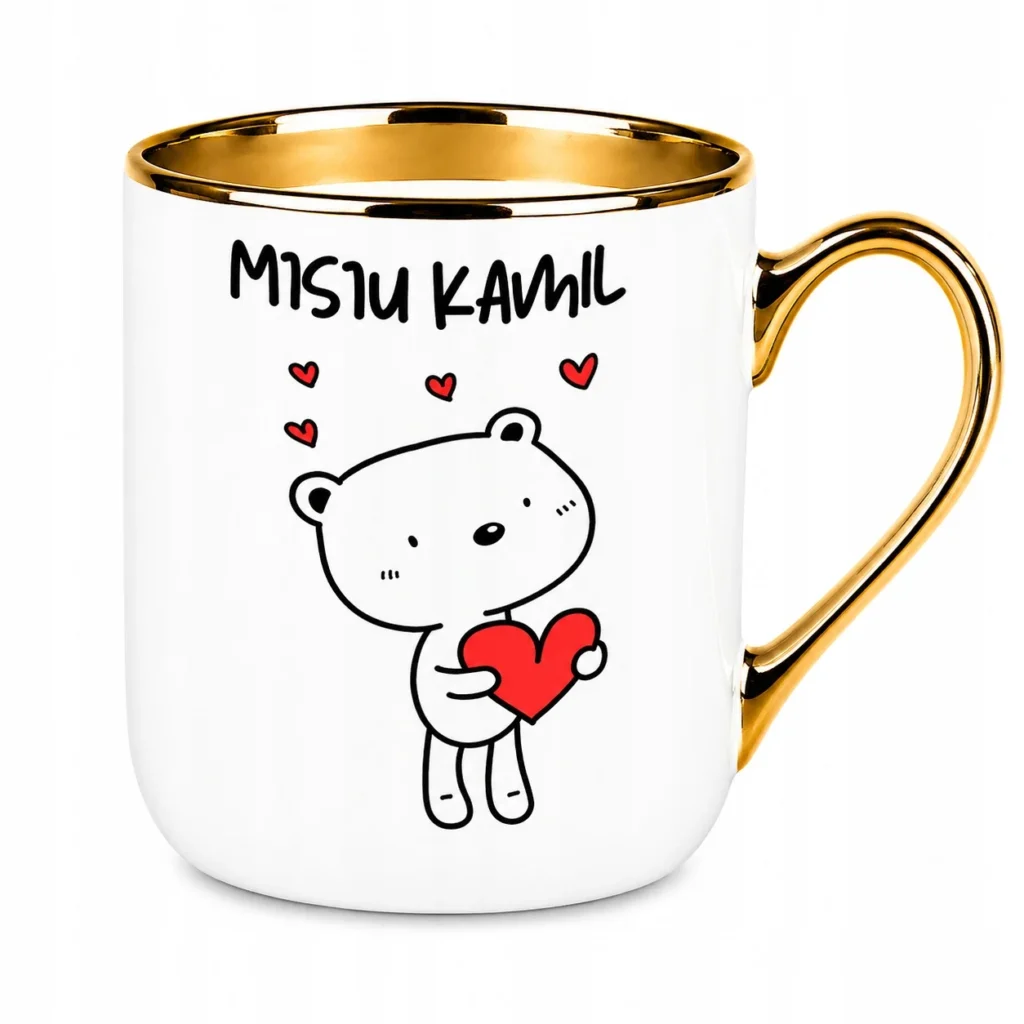 Kubek Miś z imieniem Prezent Dla Niego Walentynki Złote Ucho 330 ml