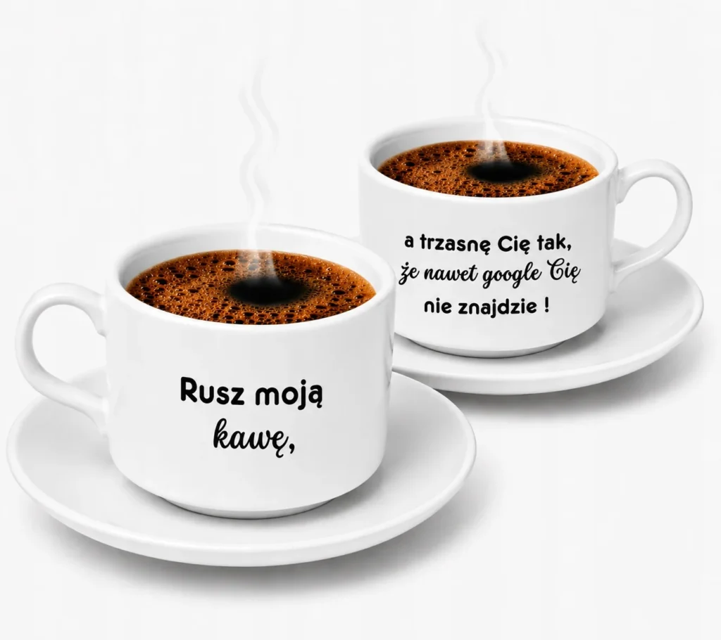 Filiżanka na prezent dla niej dla niego śmieszny nadruk „Rusz moją kawę"
