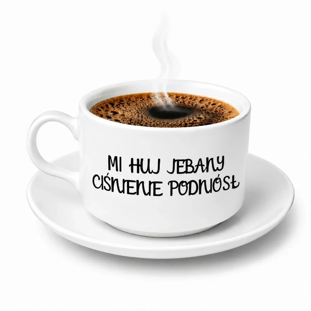 Filiżanka MI H*J JE*ANY CIŚNIENIE PODNIÓSŁ 150 ML śmieszny kubek humor