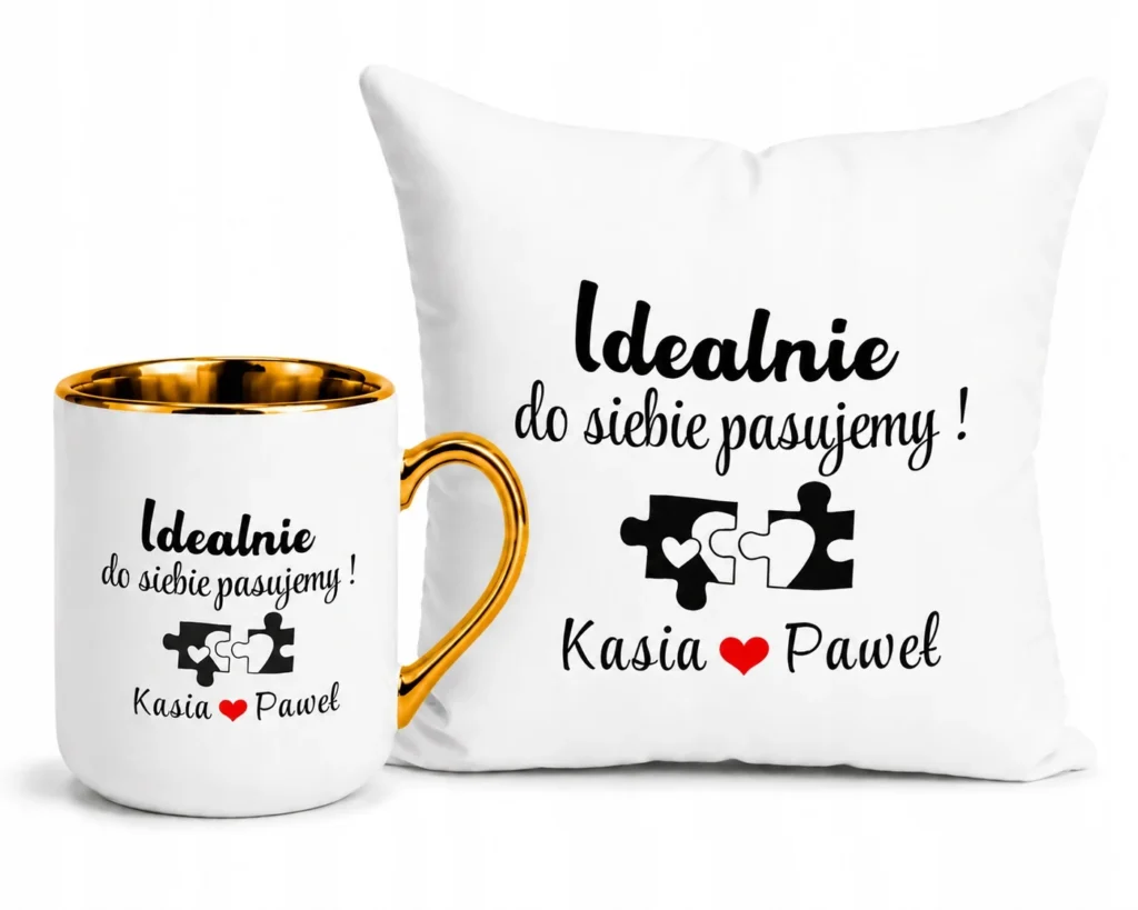 Kubek + Poduszka Idealnie Do Siebie Pasujemy Prezent dla Pary