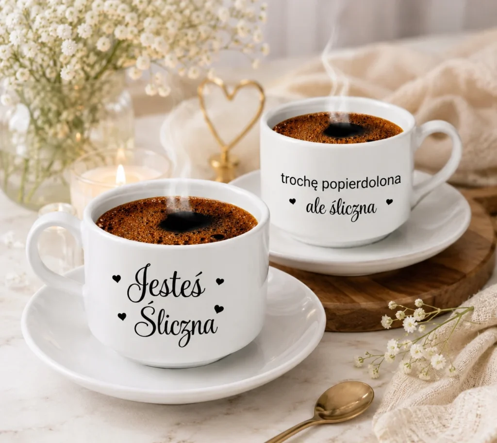 Filiżanka na prezent dla niej śmieszny nadruk Jesteś Śliczna 150 ml