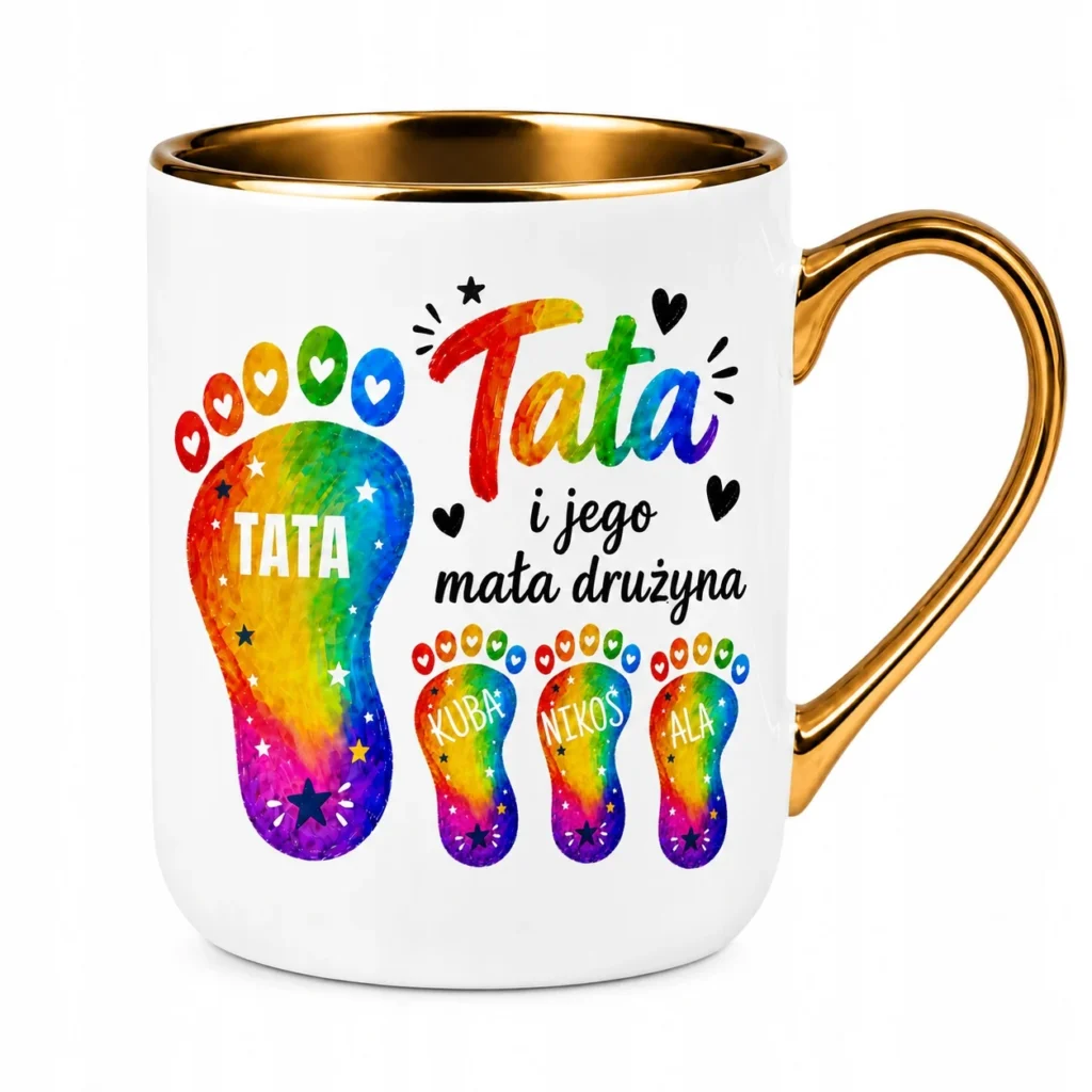 Kubek dla Taty z Imionami Dzieci Premium Złote Ucho Personalizowany