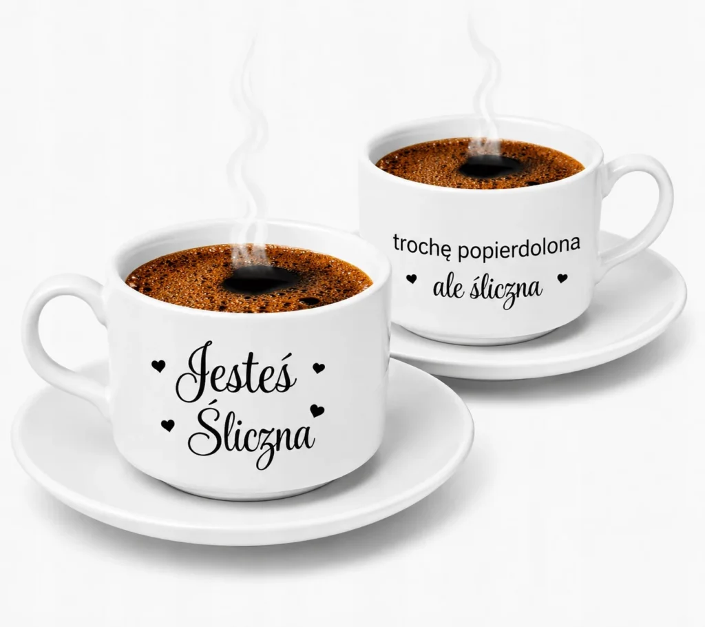Filiżanka na prezent dla niej śmieszny nadruk Jesteś Śliczna 150 ml