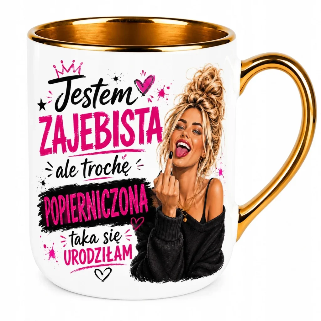 Kubek Premium Złoty Dla Kobiety Śmieszny Prezent Dla Niej 330ml