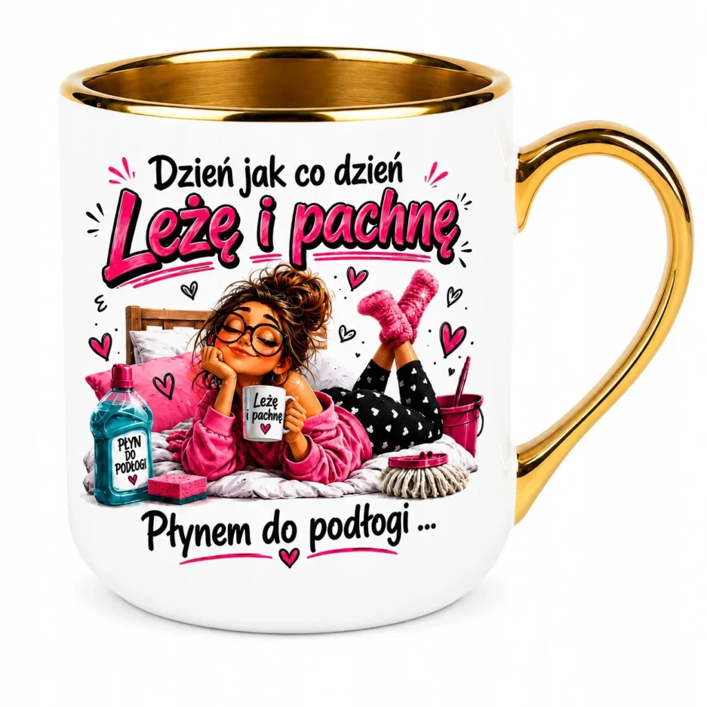 Śmieszny Kubek Leżę i Pachnę 330 ml Prezent dla Dziewczyny