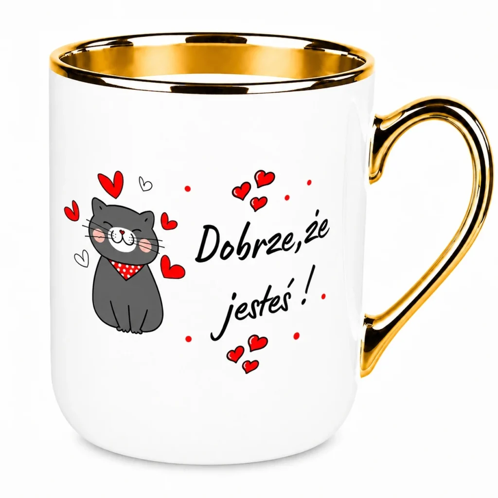 Prezent na urodziny dla niej, dla niego Kubek „Dobrze, że jesteś” 330 ml