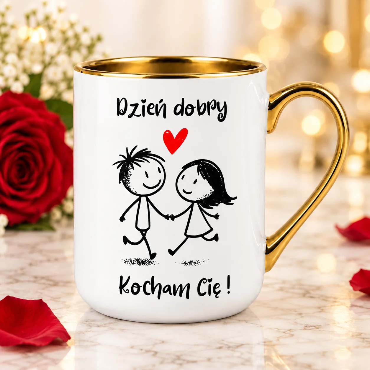 Kubek na prezent dla niej dla niego „Dzień Dobry, Kocham Cię” - 330 ml