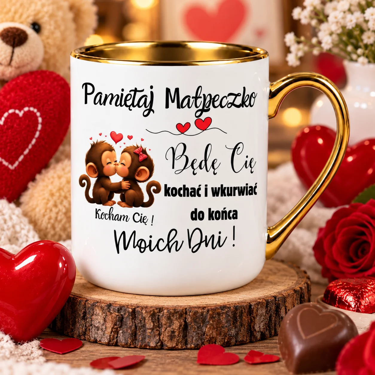 Kubek dla dziewczyny „Pamiętaj Małpeczko” - śmieszny prezent dla ukochanej