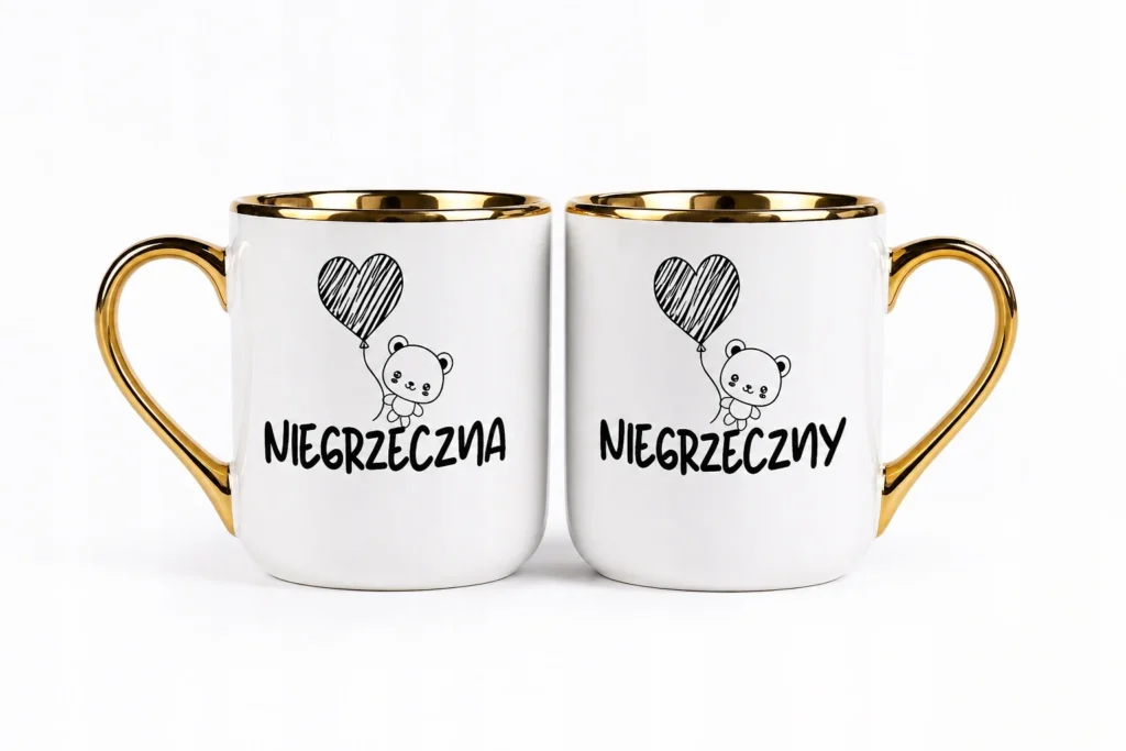 Kubki dla par NIEGRZECZNA NIEGRZECZNY złoty uchwyt prezent