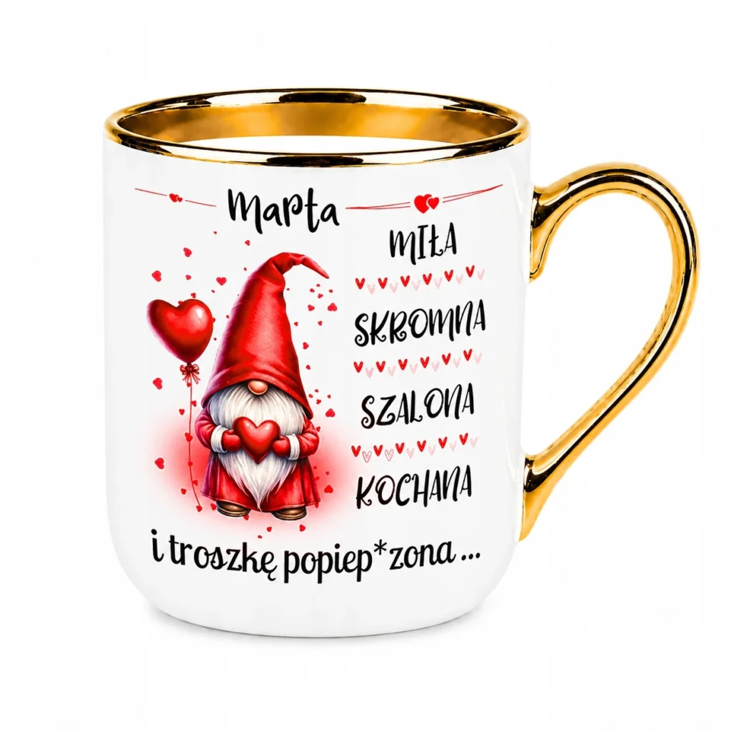Kubek Personalizowany Z Imieniem Dla Kobiety Złoty Rant Prezent
