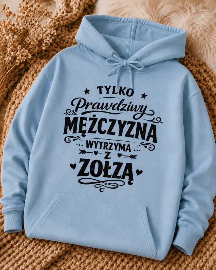 Bluza Damska z Kapturem Śmieszny Prezent dla Kobiety Prawdziwy Mężczyzna