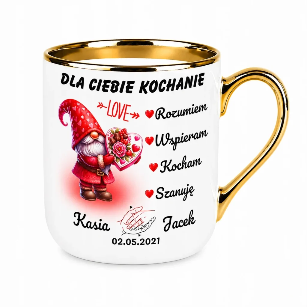 Kubek złoty personalizowany Dla Ciebie Kochanie prezent imię data