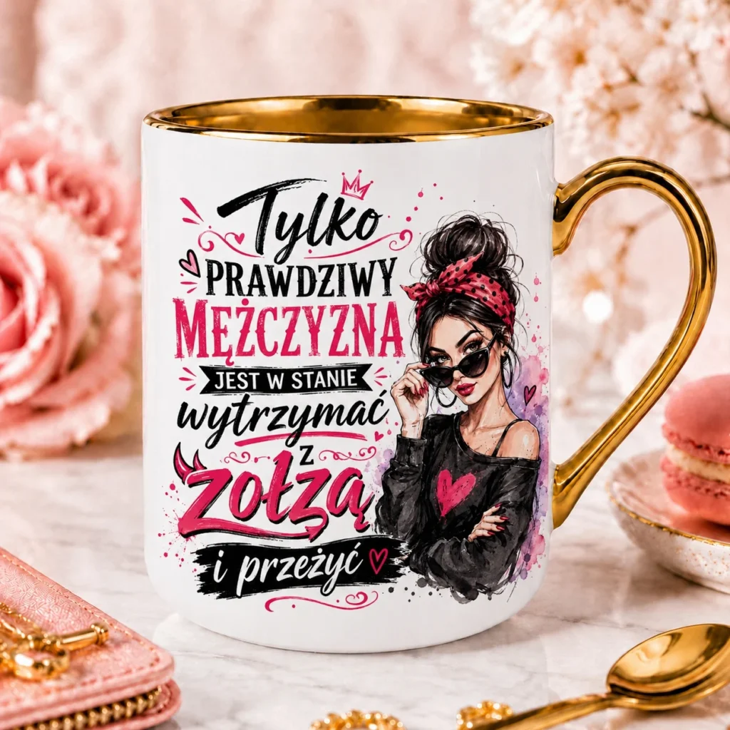 Kubek Tylko Prawdziwy Mężczyzna Wytrzyma z Zołzą Prezent