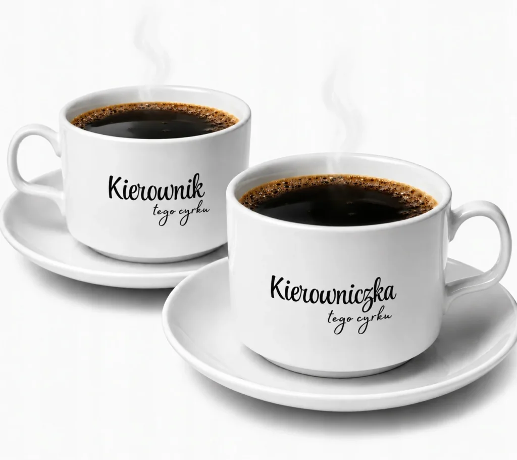 Filiżanki na prezent „Kierownik/Kierowniczka Tego Cyrku” do biura 2×150 ml