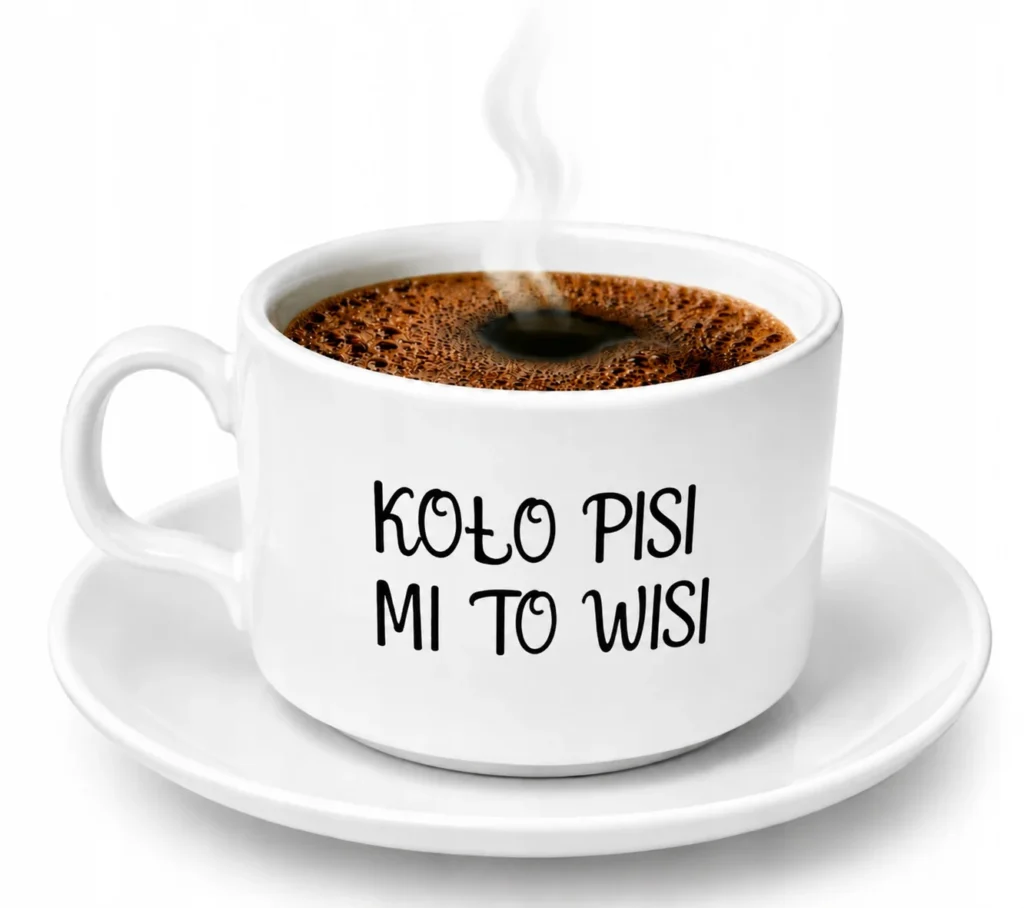 Śmieszna Filiżanka Dla Kobiety Zabawny Nadruk KOŁO PISI MI TO WISI Prezent