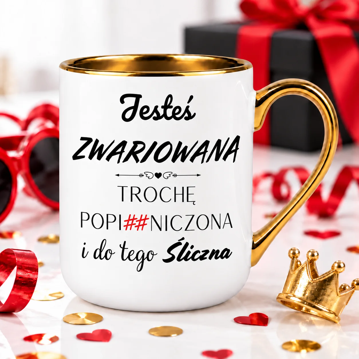 Kubek Jesteś Zwariowana Trochę Popi##niczona i Do Tego Śliczna Prezent